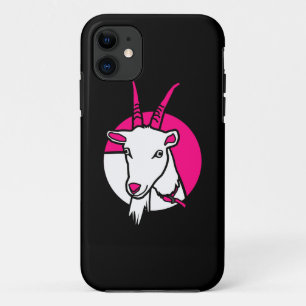 Pink Comic Goat Digital Portrait Black Background iPhone 11 Case
