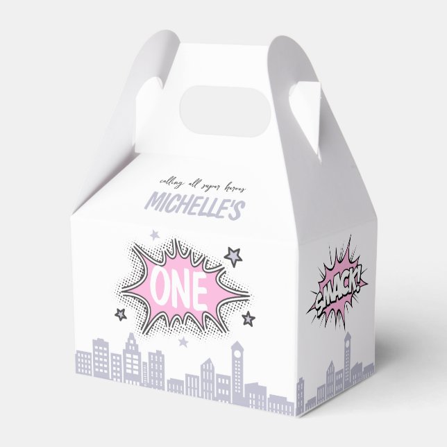 Pink Comics Book Supergirl Gable Favour Box (Front Side)