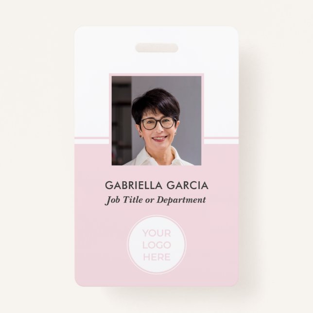 Pink Company QR Code Photo ID Badge (Devant)