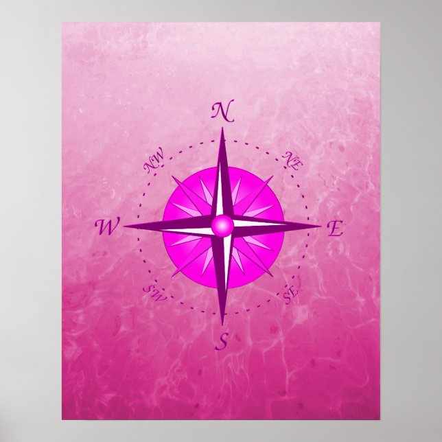 Pink Compass Rose Poster (Front)