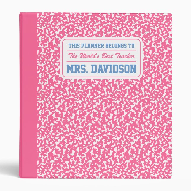 Pink Composition Notebook Binder (Front)
