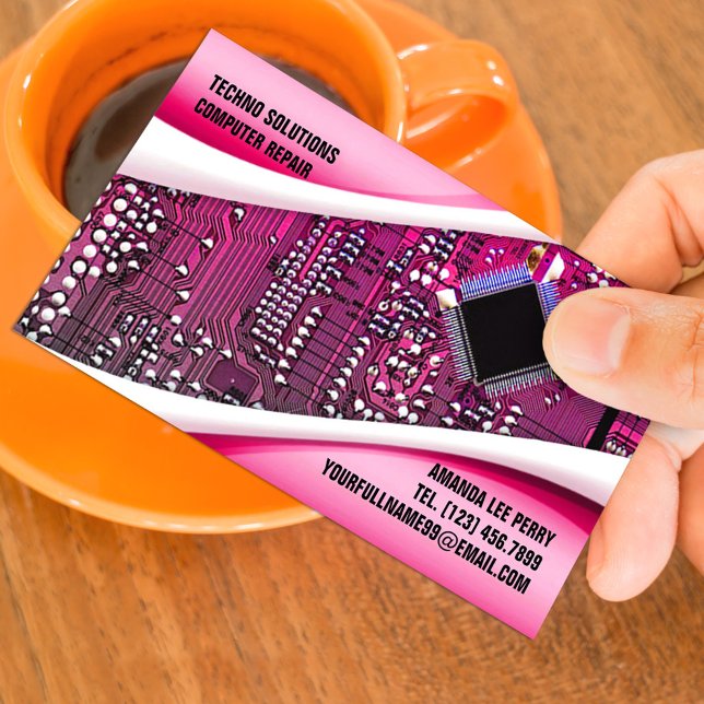 Pink Computer Repair Business Card (Creator Uploaded)