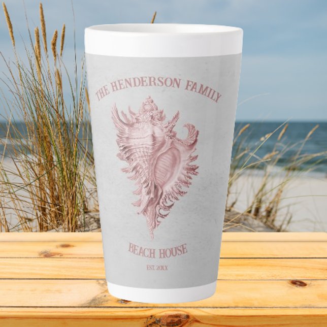 Pink Conch Shell Latte Mug (Pink Conch Shell Personalized Latte Mug)