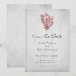 Pink Conch Shell Save the Date Invite