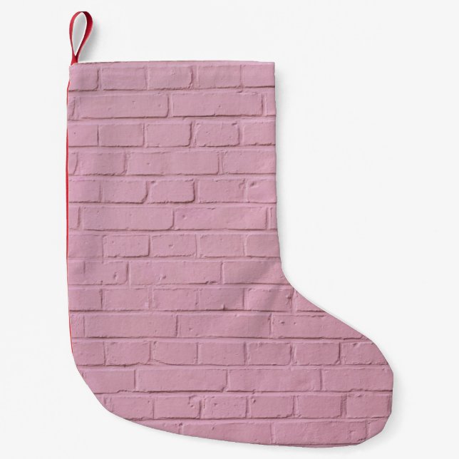 Pink concrete wall small christmas stocking (Front)