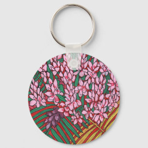 Pink Cone Ginger Alpinia Tropical Flowers Floral Keychain