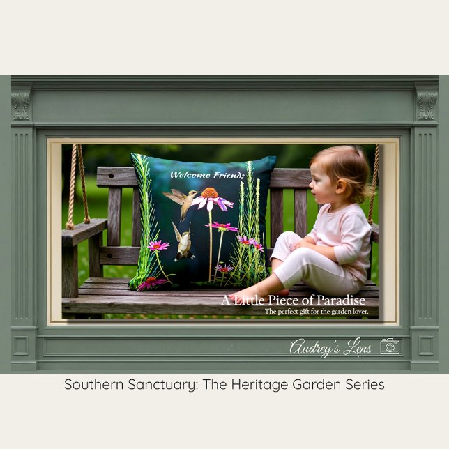 Pink Coneflower & Hummingbird Heritage Throw Pillow (Creator Uploaded)