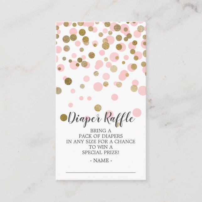 Pink Confetti Baby Shower Diaper Raffle Ticket Enclosure Card (Front)