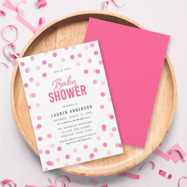 Pink Confetti Baby Shower Invitation (Creator Uploaded)