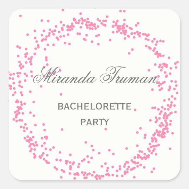 Pink Confetti Bachelorette Party - Sticker Carré (Devant)