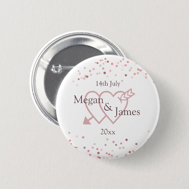 Pink Confetti Circles 2 Inch Round Button (Front & Back)