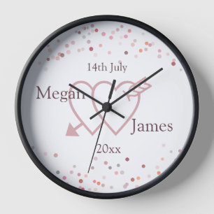 Pink Confetti Circles Clock