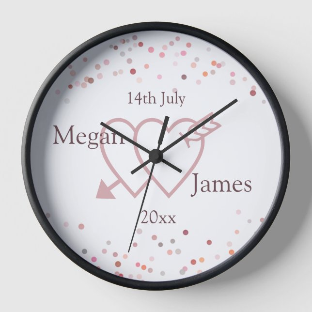 Pink Confetti Circles Clock (Front)
