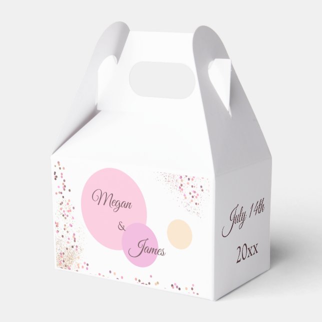 Pink Confetti Circles Favor Box (Front Side)