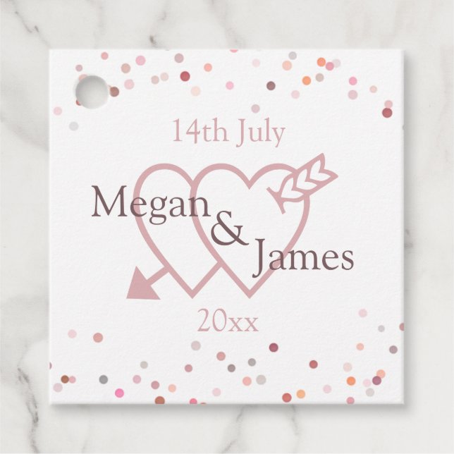 Pink Confetti Circles Favour Tags (Front)