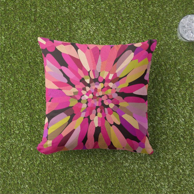 Pink Confetti Flower Throw Pillow (Grass)