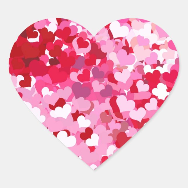 Pink Confetti Hearts Heart Sticker (Front)