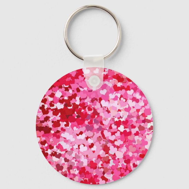Pink Confetti Hearts Keychain (Front)