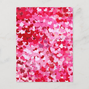 Pink Confetti Hearts Postcard