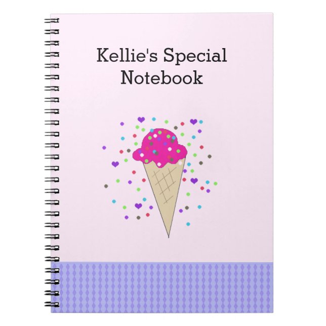Pink Confetti Ice Cream Notes Notebook (Front)