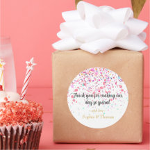 Pink Confetti Personalized Wedding Party Favour 