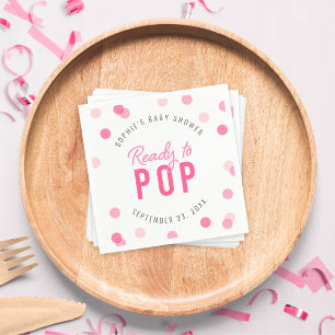 Pink Confetti Ready to Pop Baby Shower Napkin