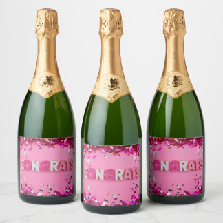 Pink  "Congrats"  Sparkling Wine Label