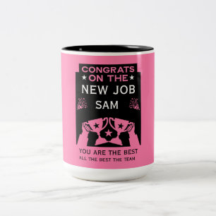 Pink Congratulations On The New Job Two-Tone Coffee Mug