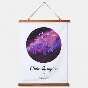 Pink Constellation Aquarius Horoscope Sign Gift Hanging Tapestry