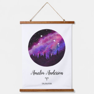 Pink Constellation Aries Horoscope Sign Gift Hanging Tapestry