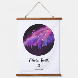 Pink Constellation Gemini Horoscope Sign Gift Hanging Tapestry