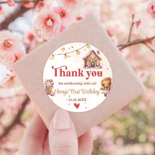 Pink Cookie Christmas Birthday Party Favor Sticker