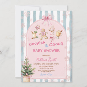 Pink Cookies and Cocoa Snowflakes Baby Shower  Invitation