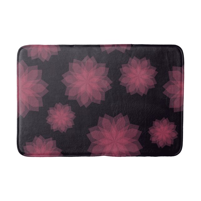 Pink, cool, trendy, modern flower abstraction bath mat (Front)