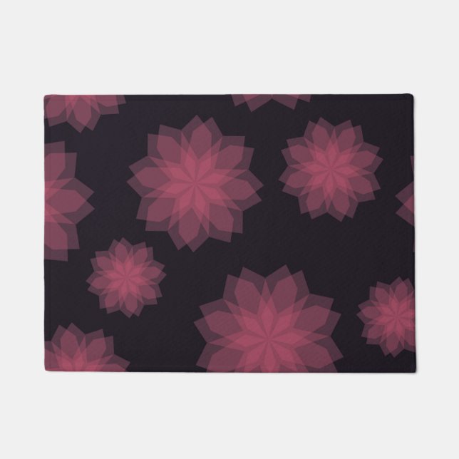 Pink, cool, trendy, modern flower abstraction doormat (Front)