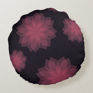Pink, cool, trendy, modern flower abstraction round pillow