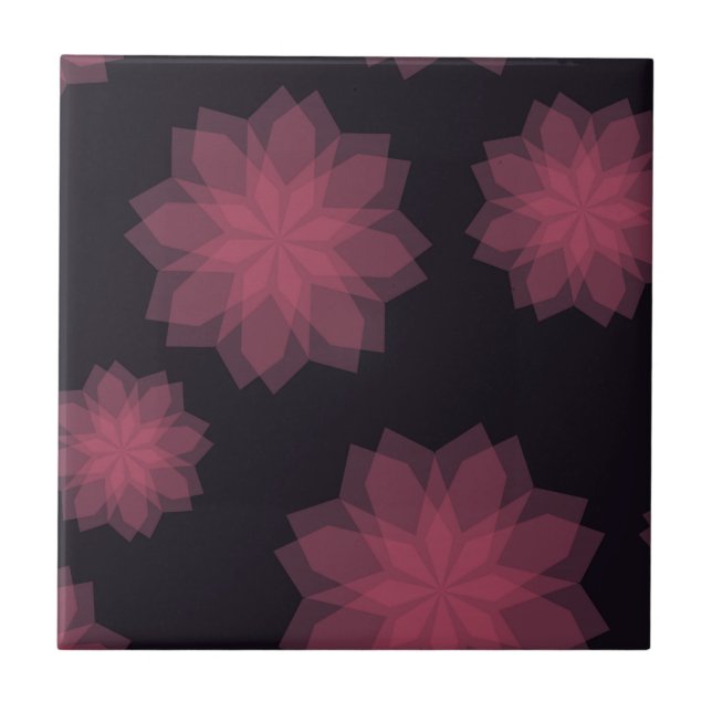 Pink, cool, trendy, modern flower abstraction tile (Front)