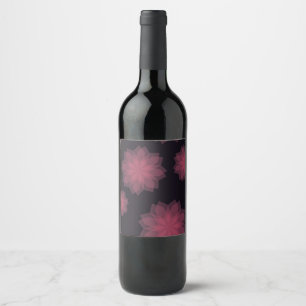 Pink, cool, trendy, modern flower abstraction wine label