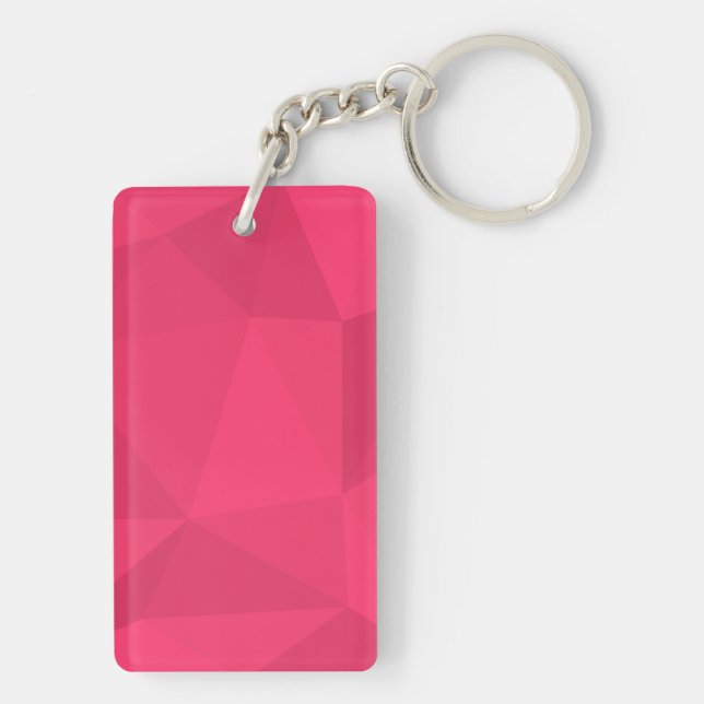 Pink, cool, unique, trendy triangle illustration keychain (Back)