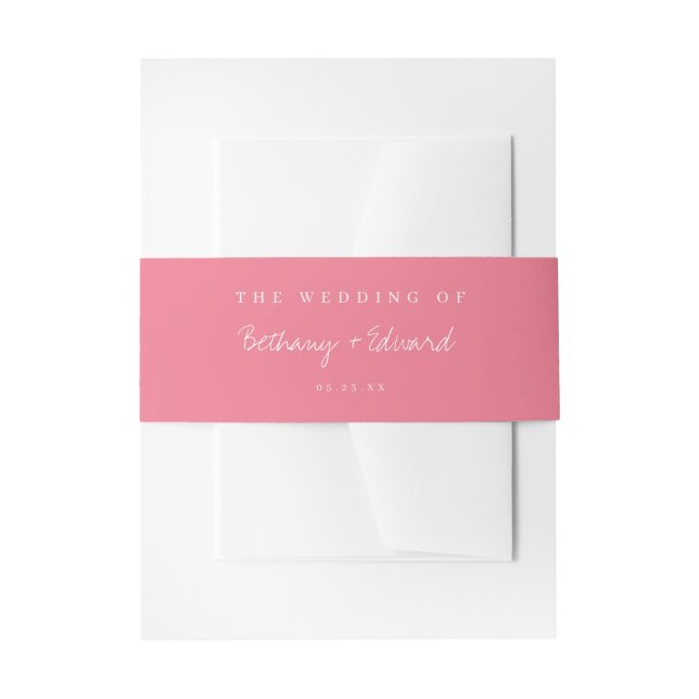 Pink Coordinate Wedding Invitation Belly Band (Front Example)