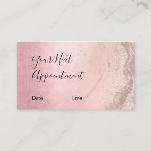 Pink & copper rose gold glitter makeup artist appointment card