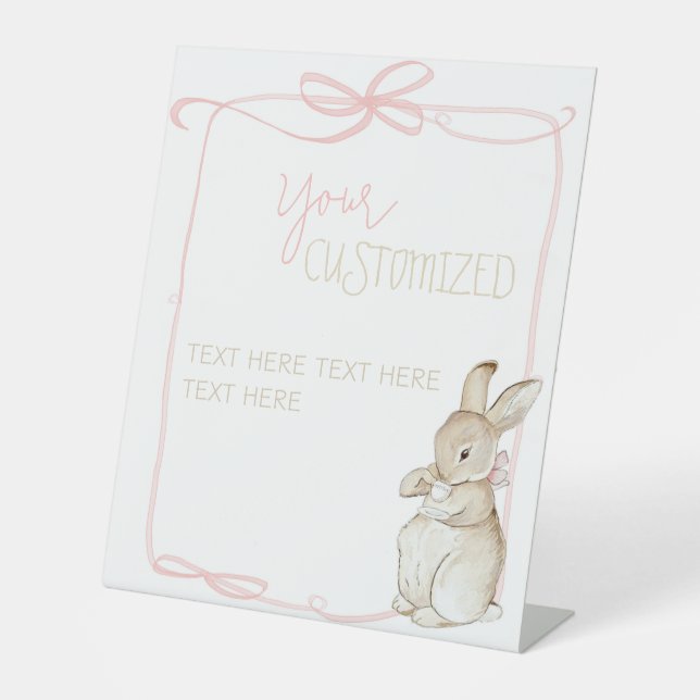 Pink Coquett Peter the Rabbit Birthday Custom Sign (Front)