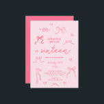 Pink Coquette 16th Birthday Party Invitation<br><div class="desc">Pink Coquette 16th Birthday Party Invitation</div>