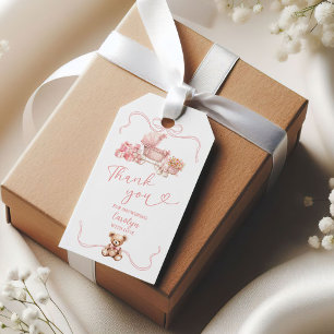 Pink Coquette Baby Carriage Baby Shower Gift Tag