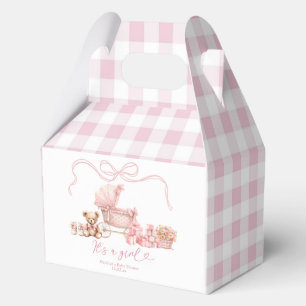 Pink Coquette Baby Carriage Boy Baby Shower Favor Box