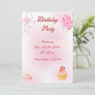 Pink Coquette Birthday Party Invitation Cute Bows