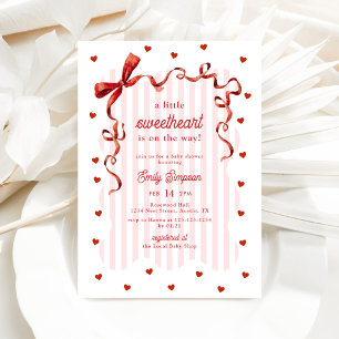 Pink Coquette Bow A Little Sweetheart Baby Shower Invitation