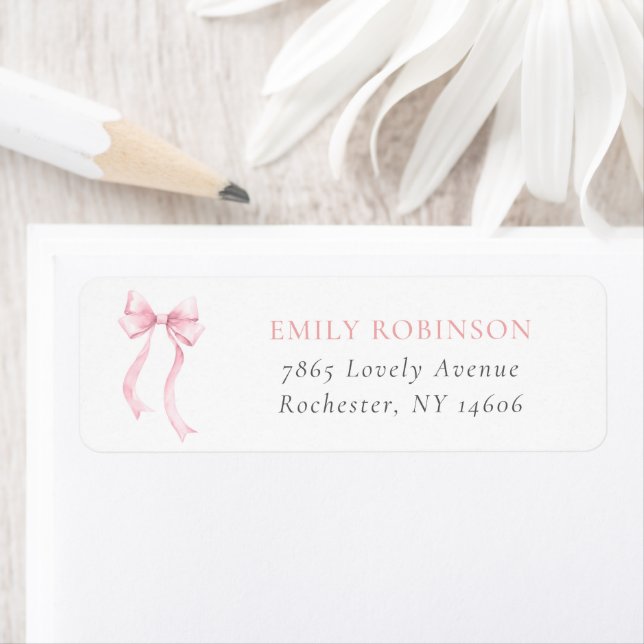 Pink Coquette Bow Adresse de retour (En situation)