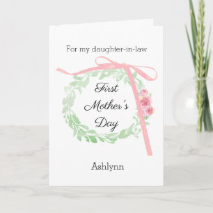 Pink Coquette Bow and Floral 1st Mother's Day  Card