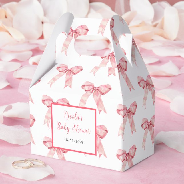 Pink Coquette Bow Baby shower Favor Box (Wedding)
